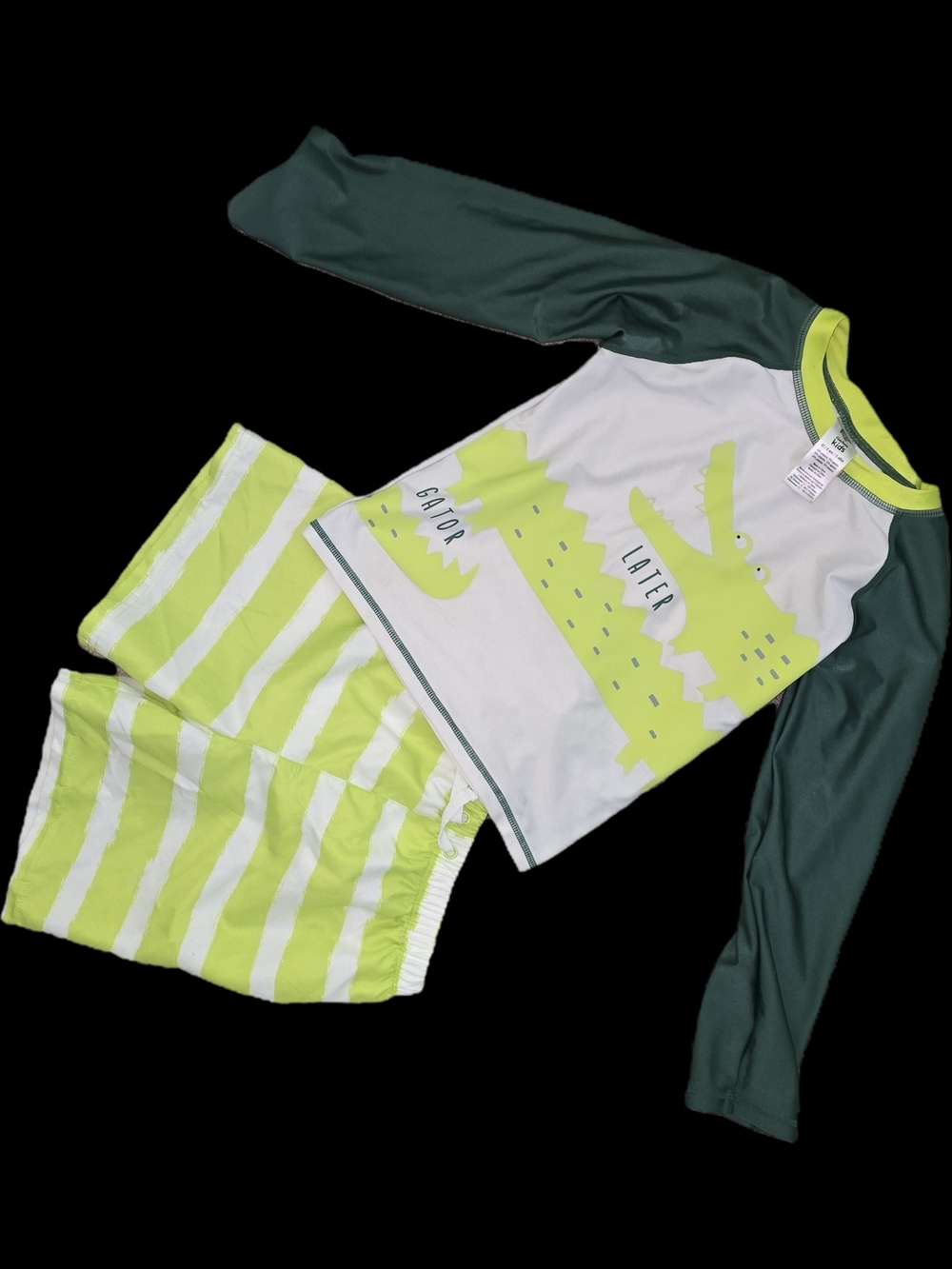Gerber Kids Lime and Dark Green Gator Swimming Set-5T